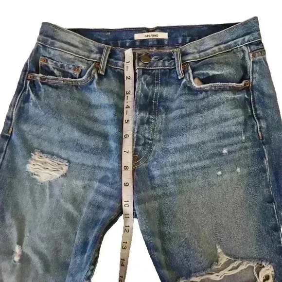 GRLFRND Womens Medium Wash High Rise Distressed Designer Straight Crop Jean 28 - Picture 13 of 13